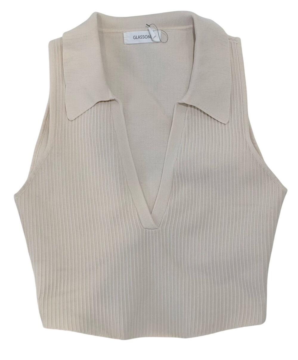 Glassons Ribbed Knit Polo Tank Top Size S